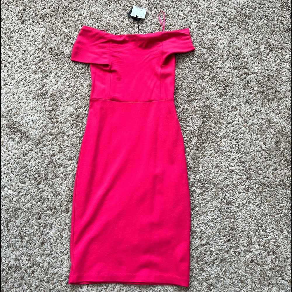 COPY - Zara - Hot Pink Cotton Sheath off the shoulder dress - Size S (NWT)